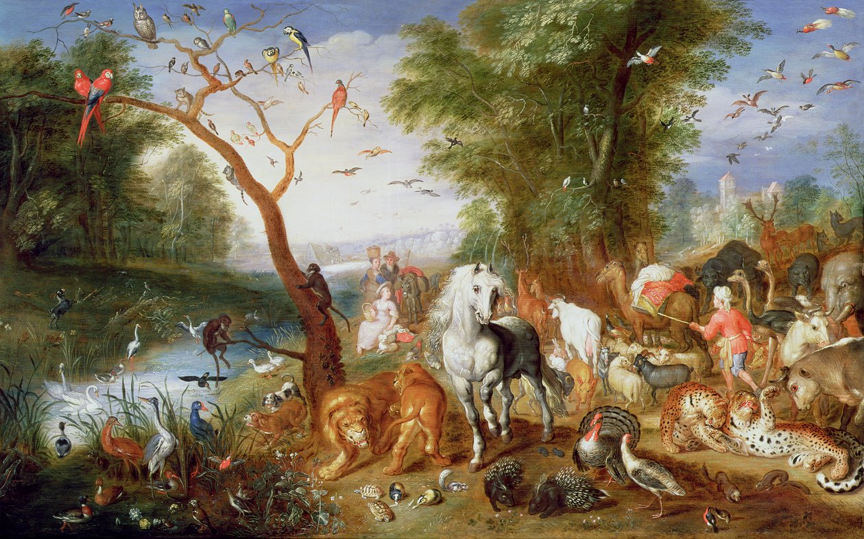 Dyrene som går inn i Noahs ark (panel) av Jan van the Younger Kessel