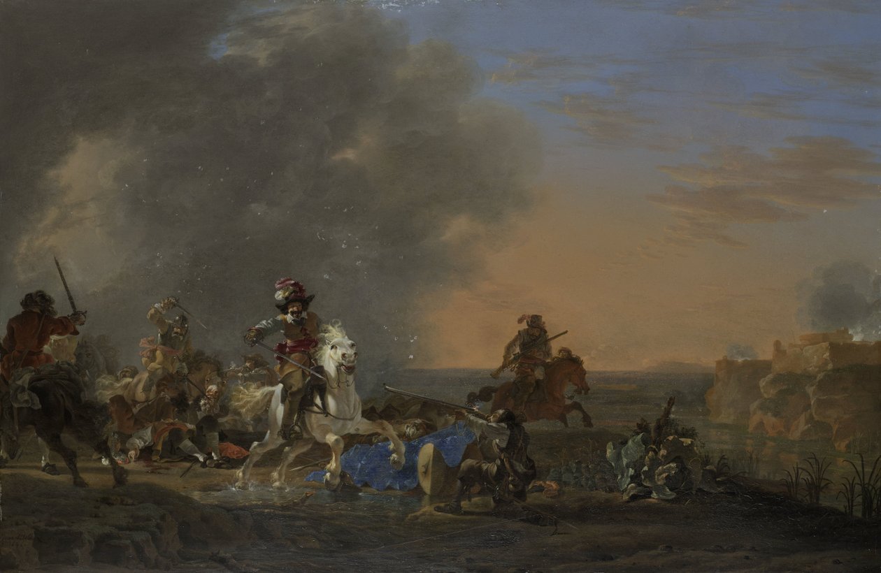 Kavaleriangrep ved solnedgang av Jan Asselijn
