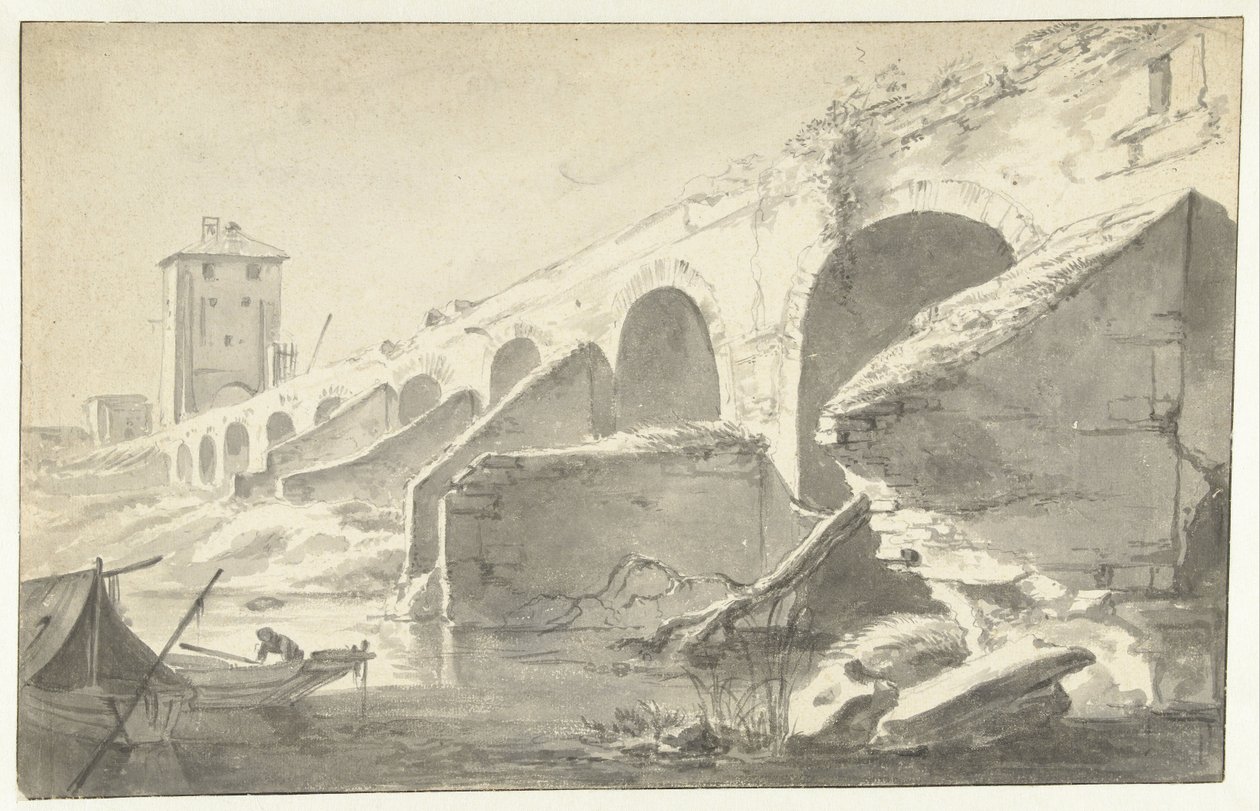 Ponte Molle te Roma (?) av Jan Asselijn