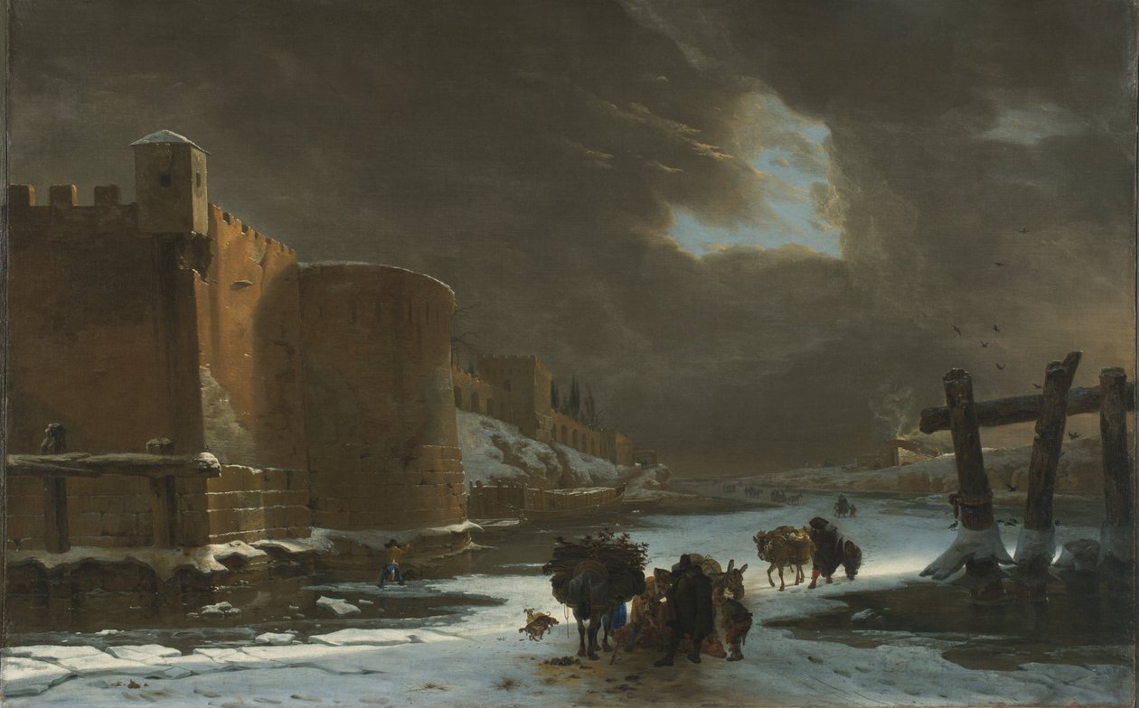 Frossen vallgrav utenfor bymurene av Jan Asselyn