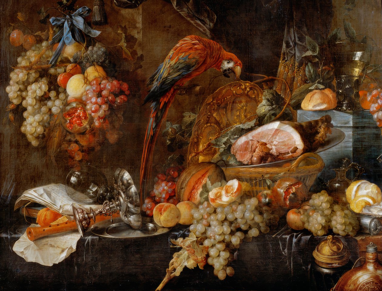 Stilleben med en papegøye av Jan Davidsz de Heem