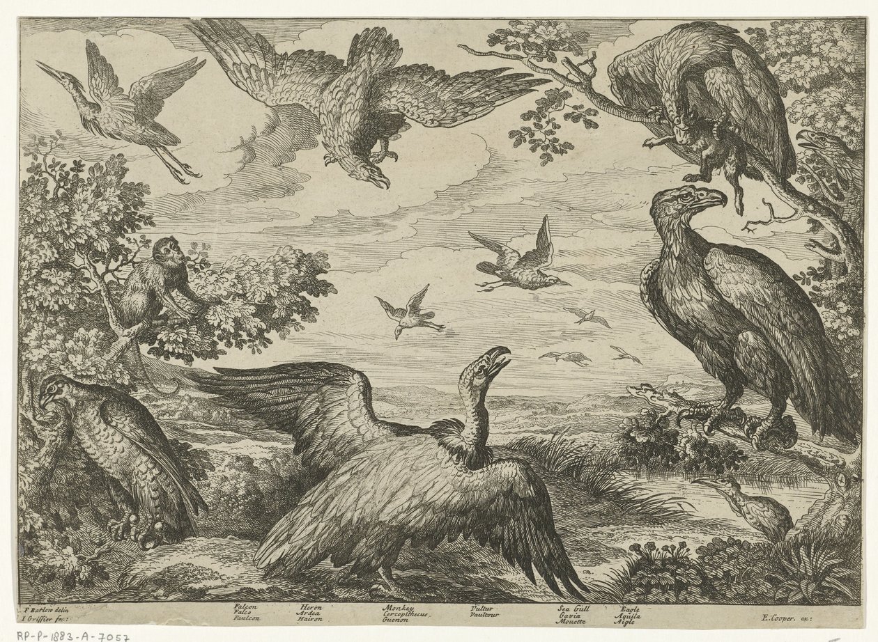 Verschillende vogels en een aap   1373410   no       norwegian Successfully Translated  Original: Christ crucified between the two thieves, the three Marys at the foot of the cross, 1612. Translat: Christ crucified between the two thieves, the three Marys  av Jan Griffier (I)