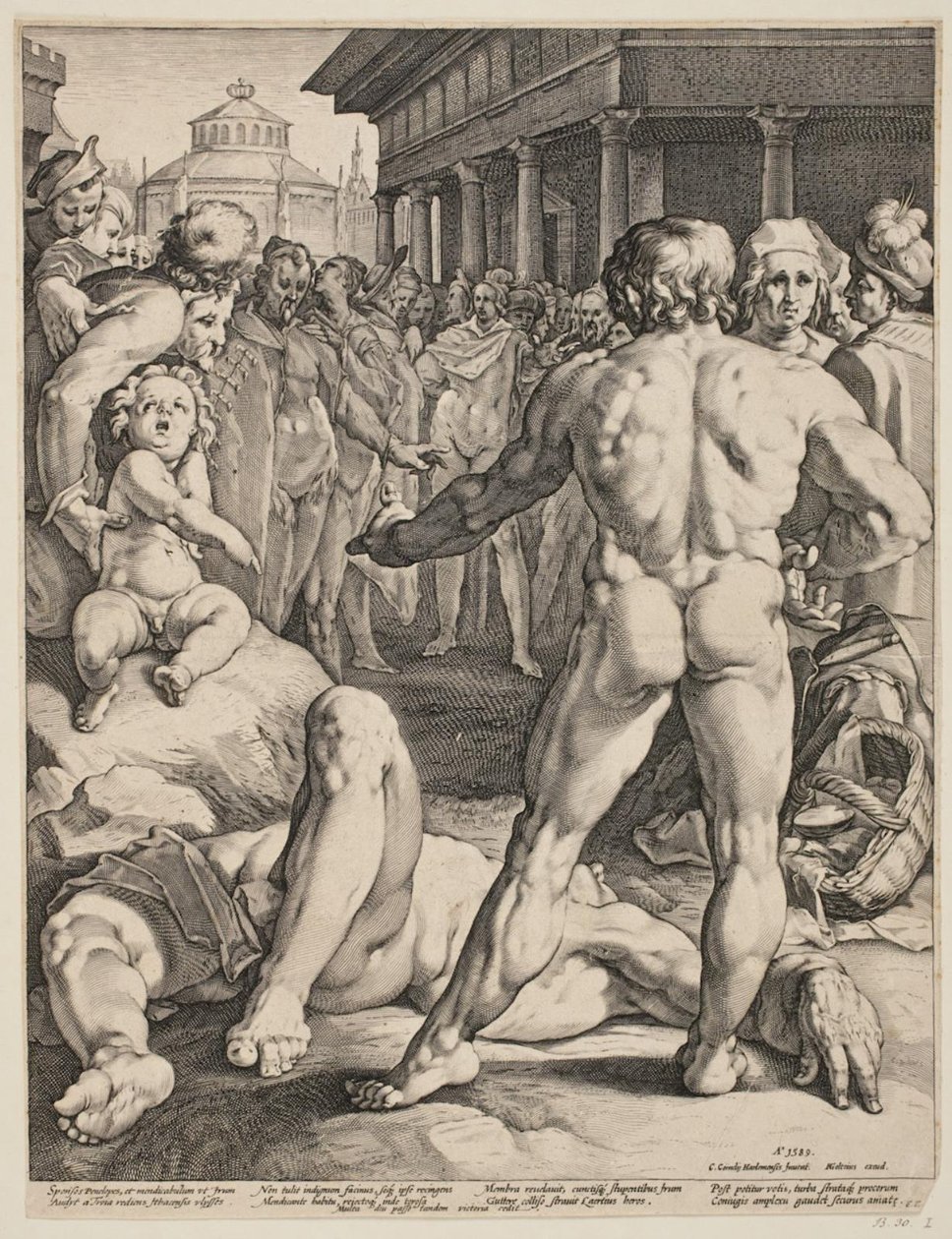 Kampen mellom Ulysses og Irus av Jan Harmensz. Muller