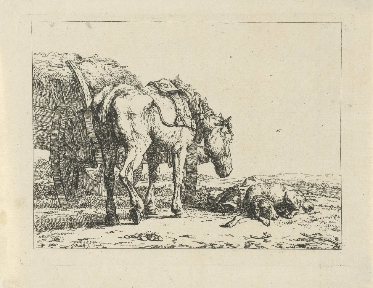 Hest og hund hos en høstmann av Jan Kobell (II)