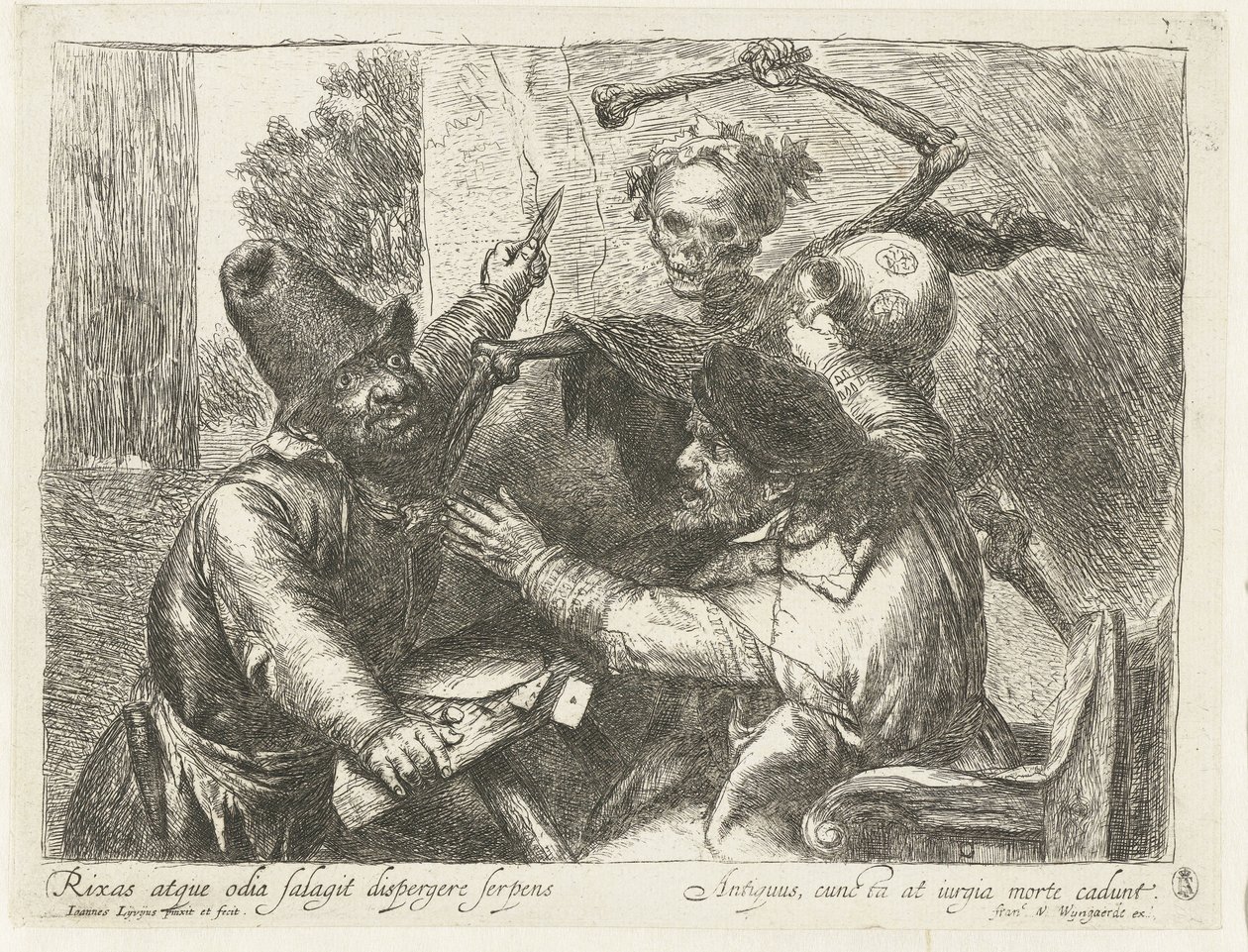 Vri kortspillere og død av Jan Lievens