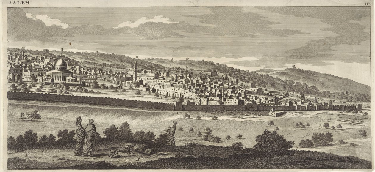 Utsikt over Jerusalem (høyre plate) av Jan Luyken
