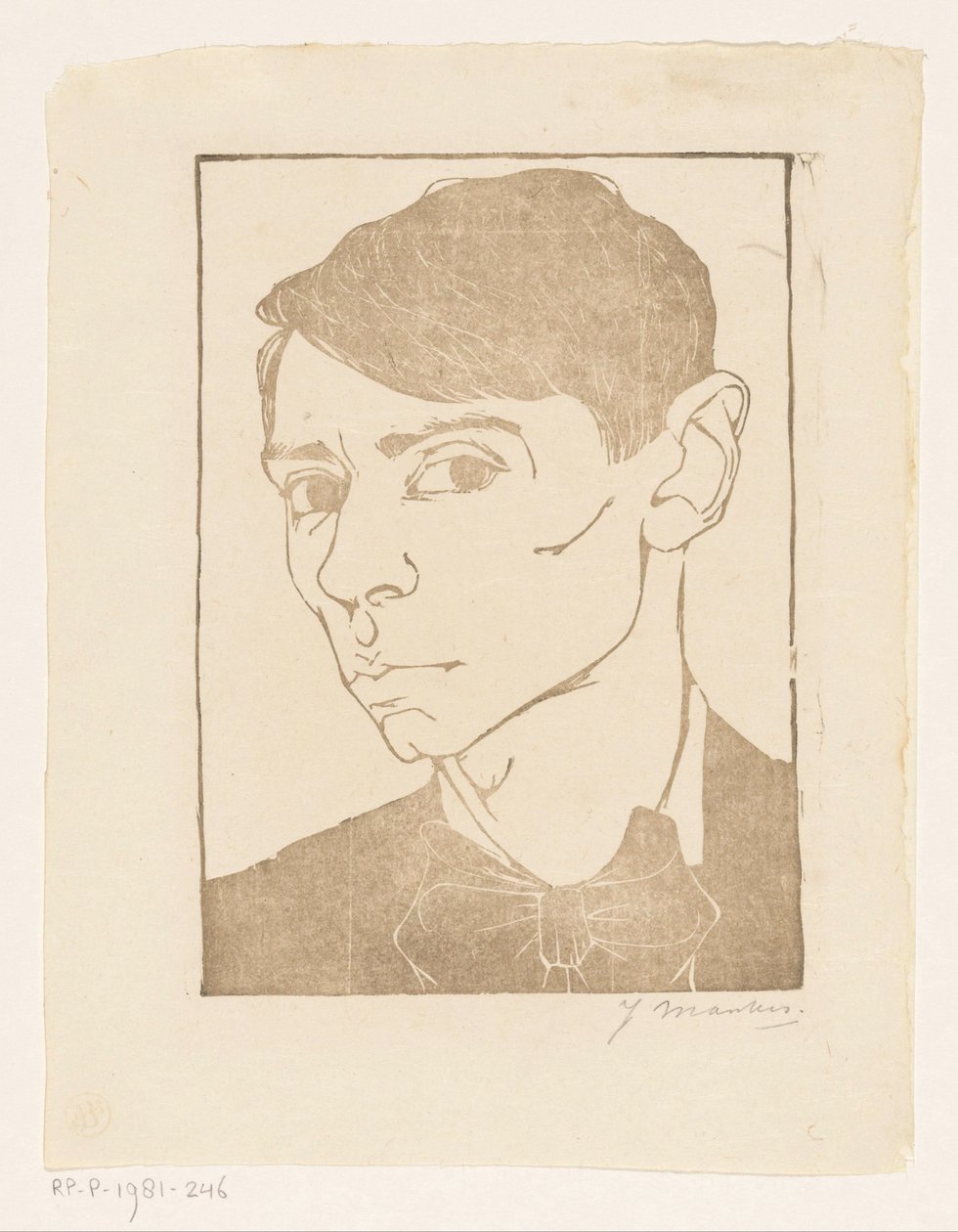 Selvportrett med sløyfe av Jan Mankes (signed by artist)