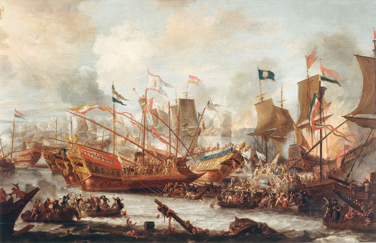 Slaget ved Lepanto, 1671. av Jan Peeters the Elder