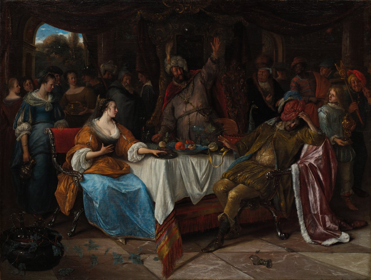 Ester, Ahasverus og Haman av Jan Steen