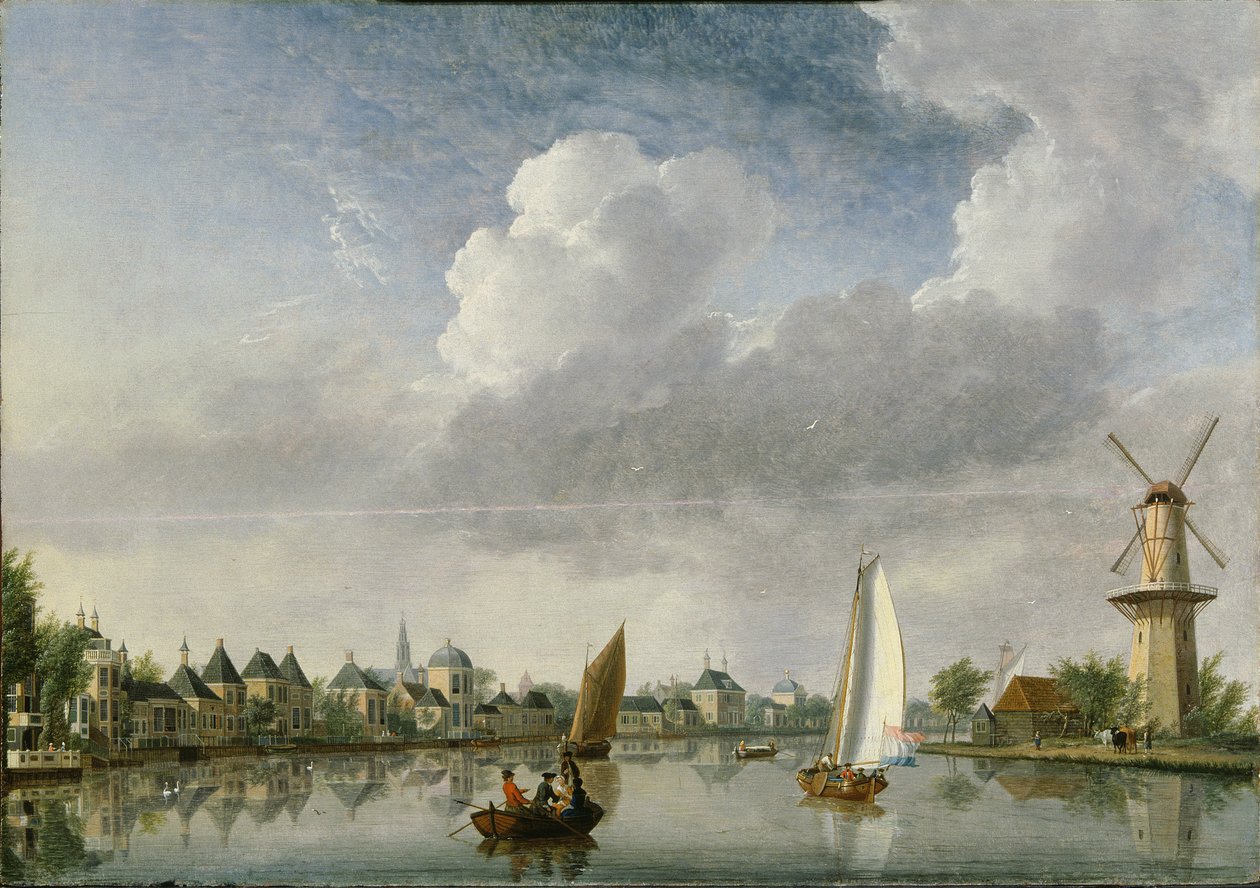 Spaarne-elven ved Haarlem, 1750. av Jan Ten Compe