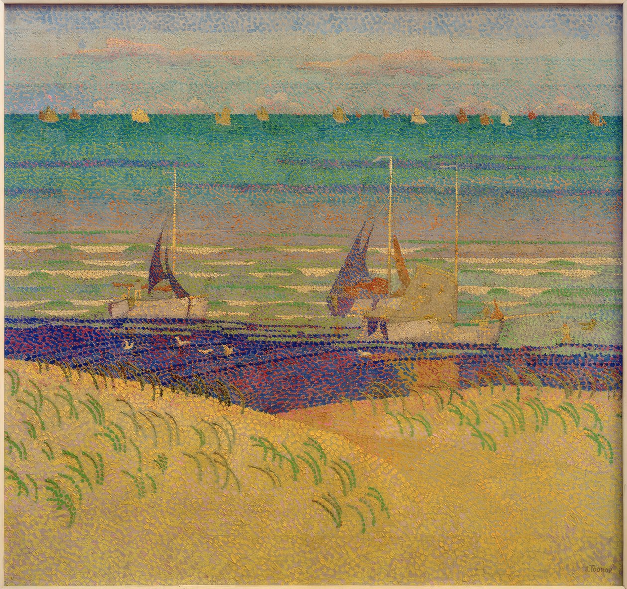 Sanddynelandskap med seilbåter av Jan Toorop