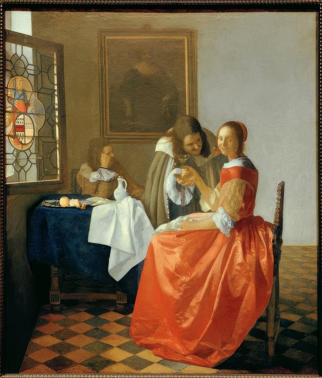 Jenta med vinglasset av Jan Vermeer van Delft