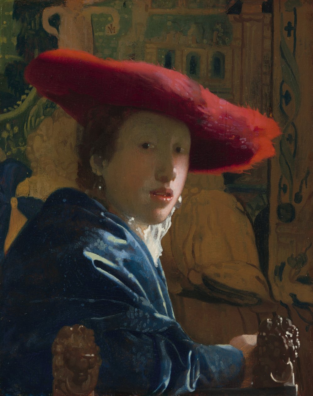 Jente med den røde hatten, ca. 16651666. av Johannes Vermeer
