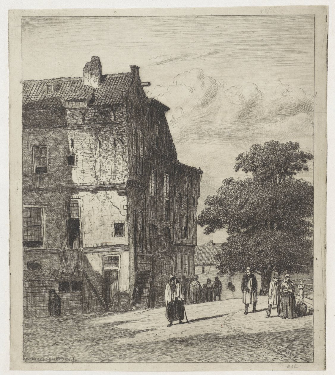 Utsikt over en gate i Amsterdam av Jan Weissenbruch