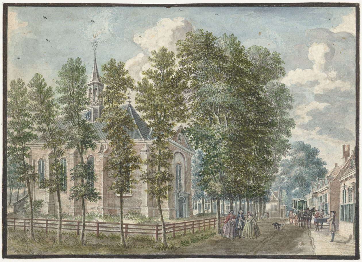 Utsikt over kirken Bloemendaal av Jan de Beijer