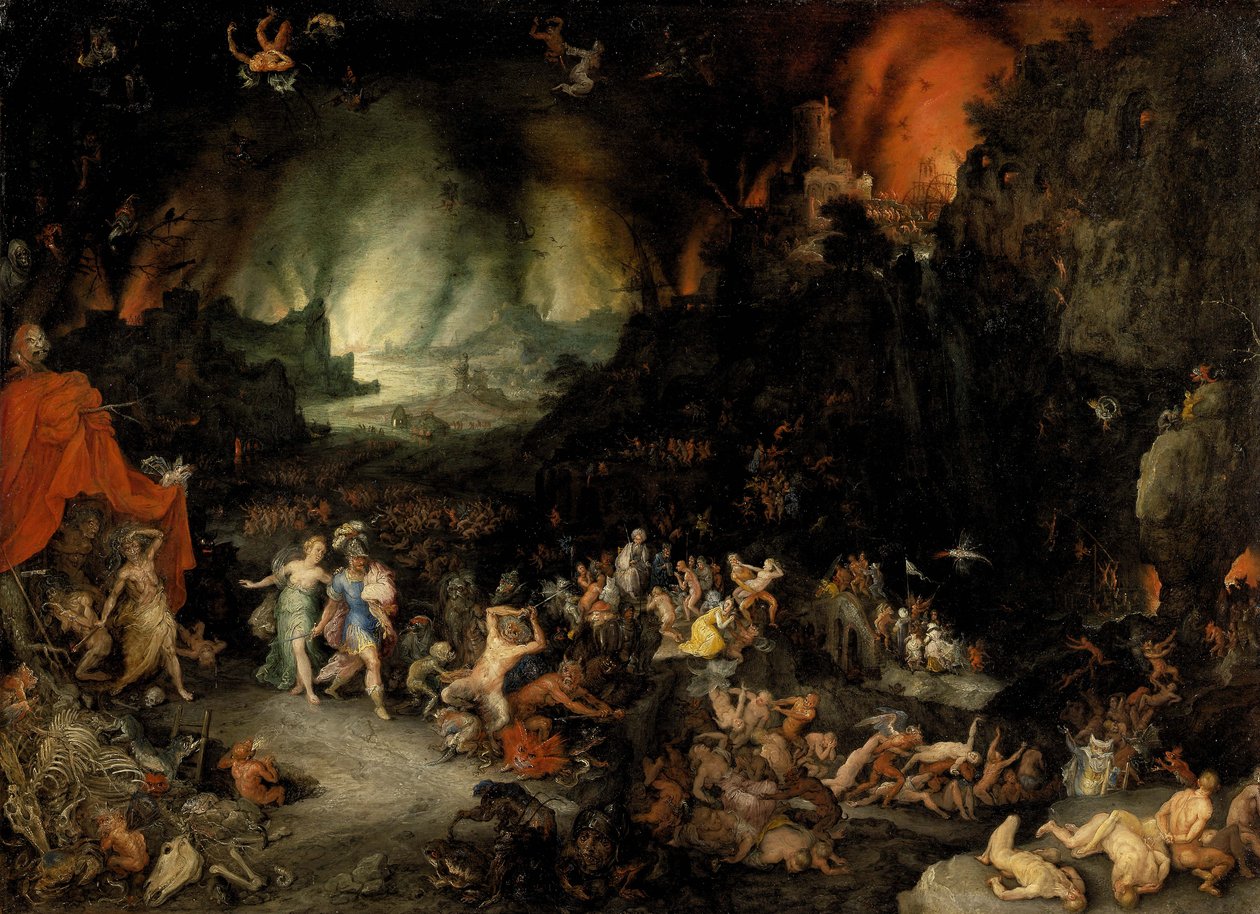Aeneas i underverdenen av Jan the Elder Brueghel