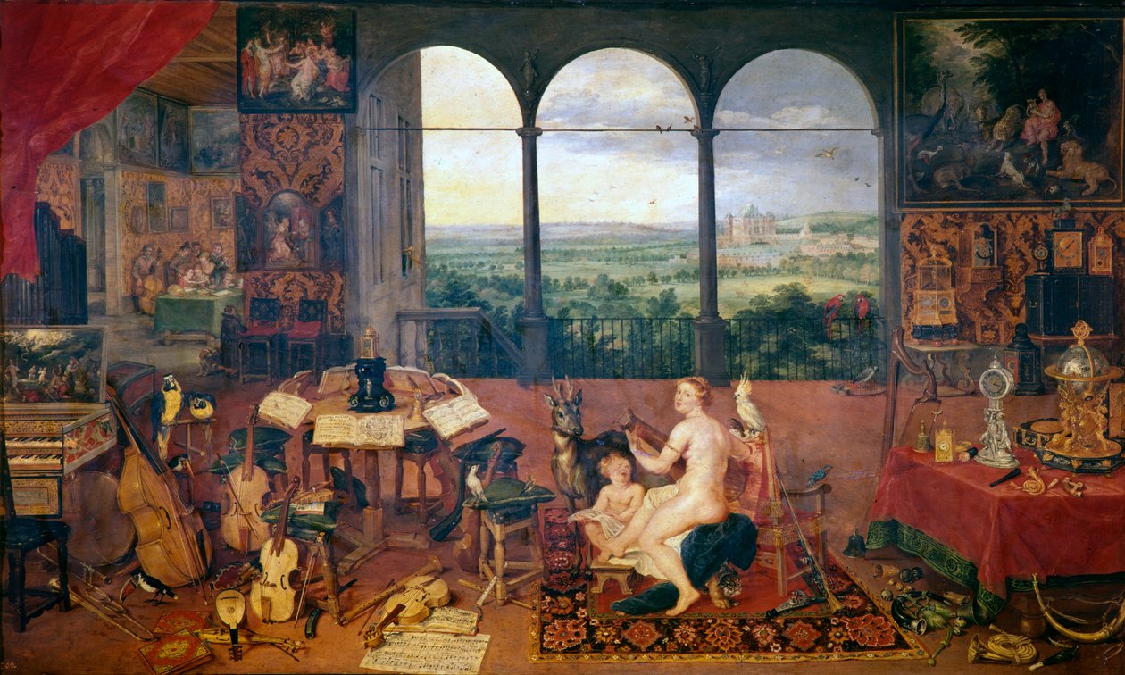 Hørselssansen, 1618 av Jan the Elder Brueghel