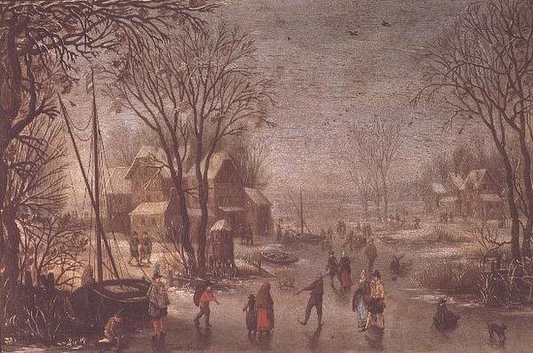 Vinterscene av Jan the Elder Brueghel