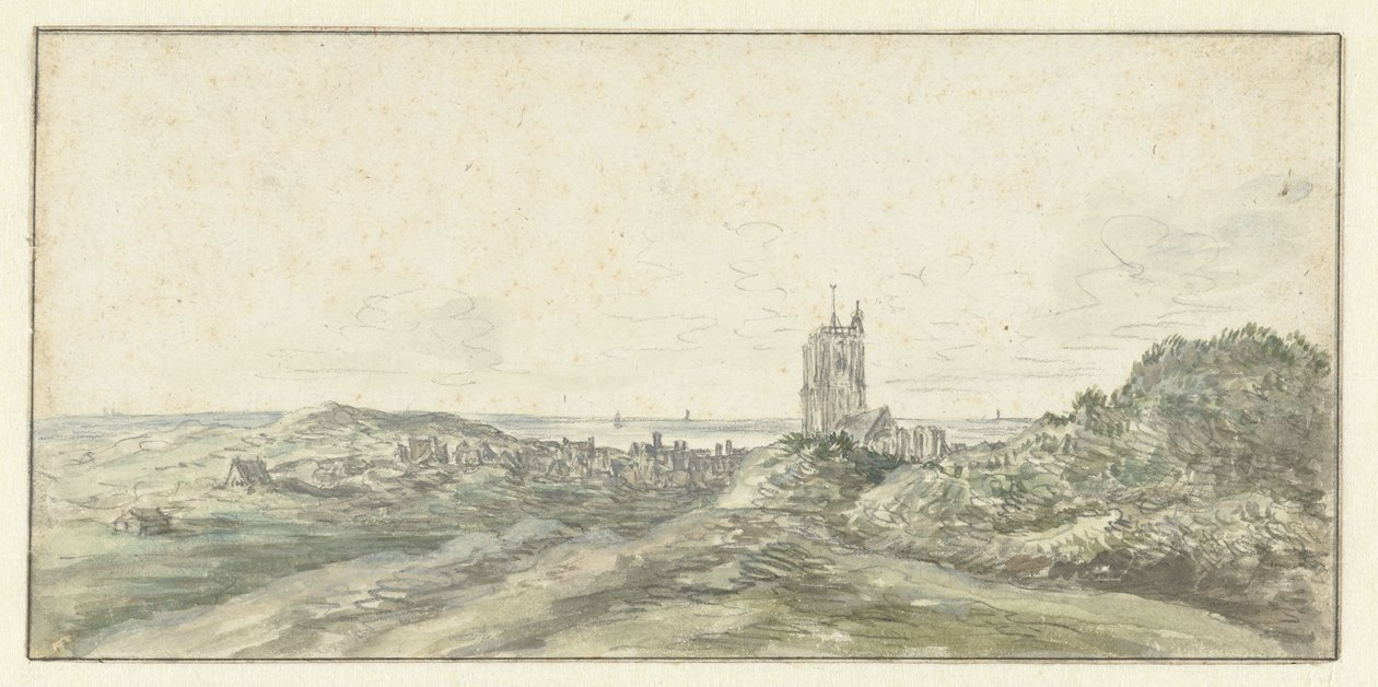 Utsikt over Egmond aan Zee av Jan van Goyen (possibly)