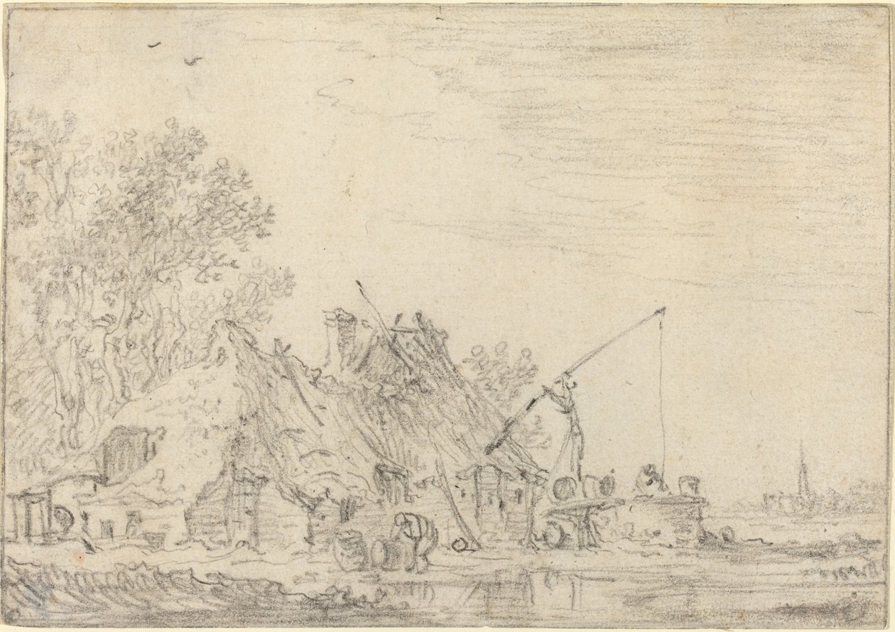 Rustikk hus med brønn av Jan van Goyen