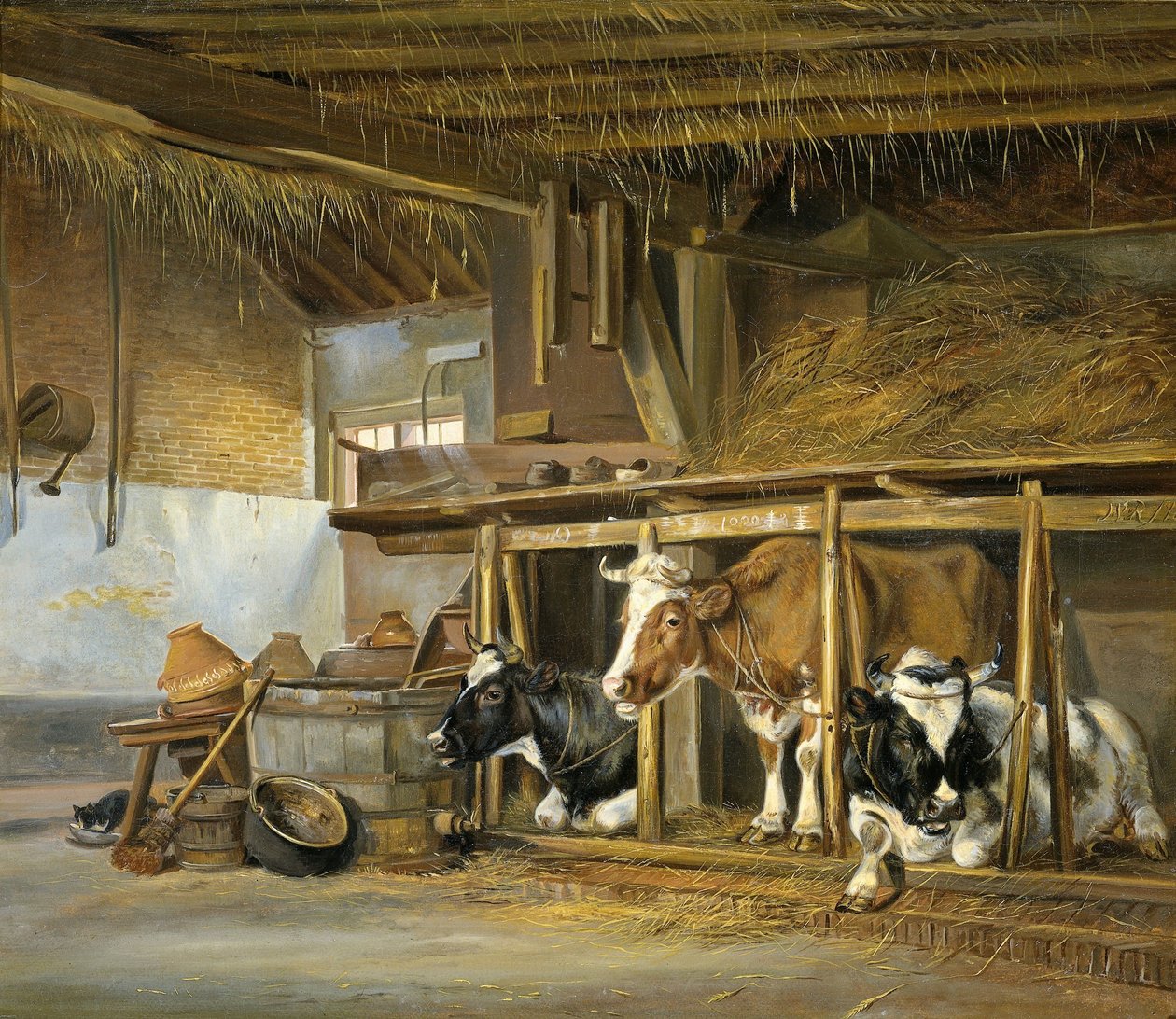 Kyr i en stall av Jan van Ravenswaay