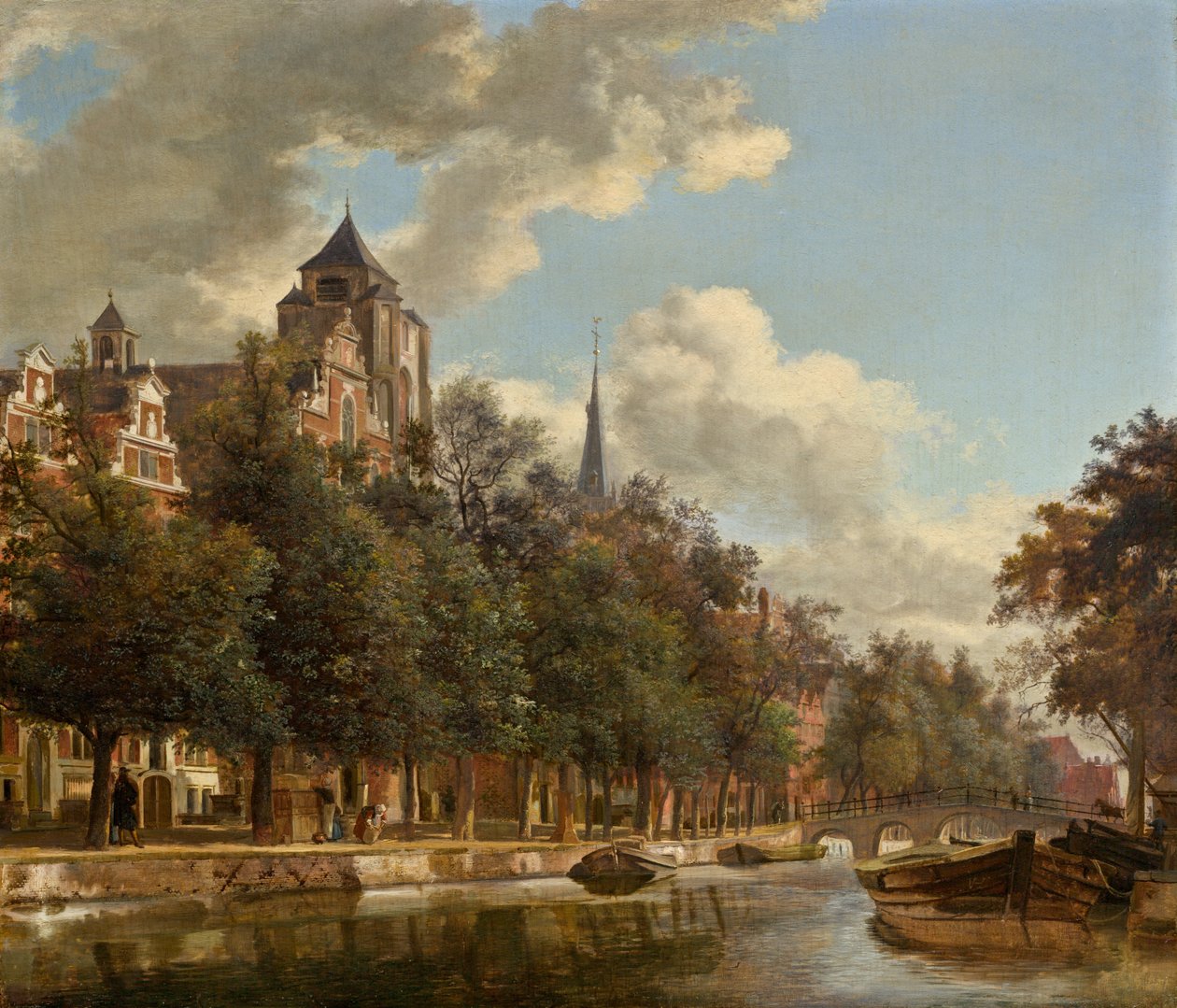 Utsikt ned en nederlandsk kanal av Jan van der Heyden