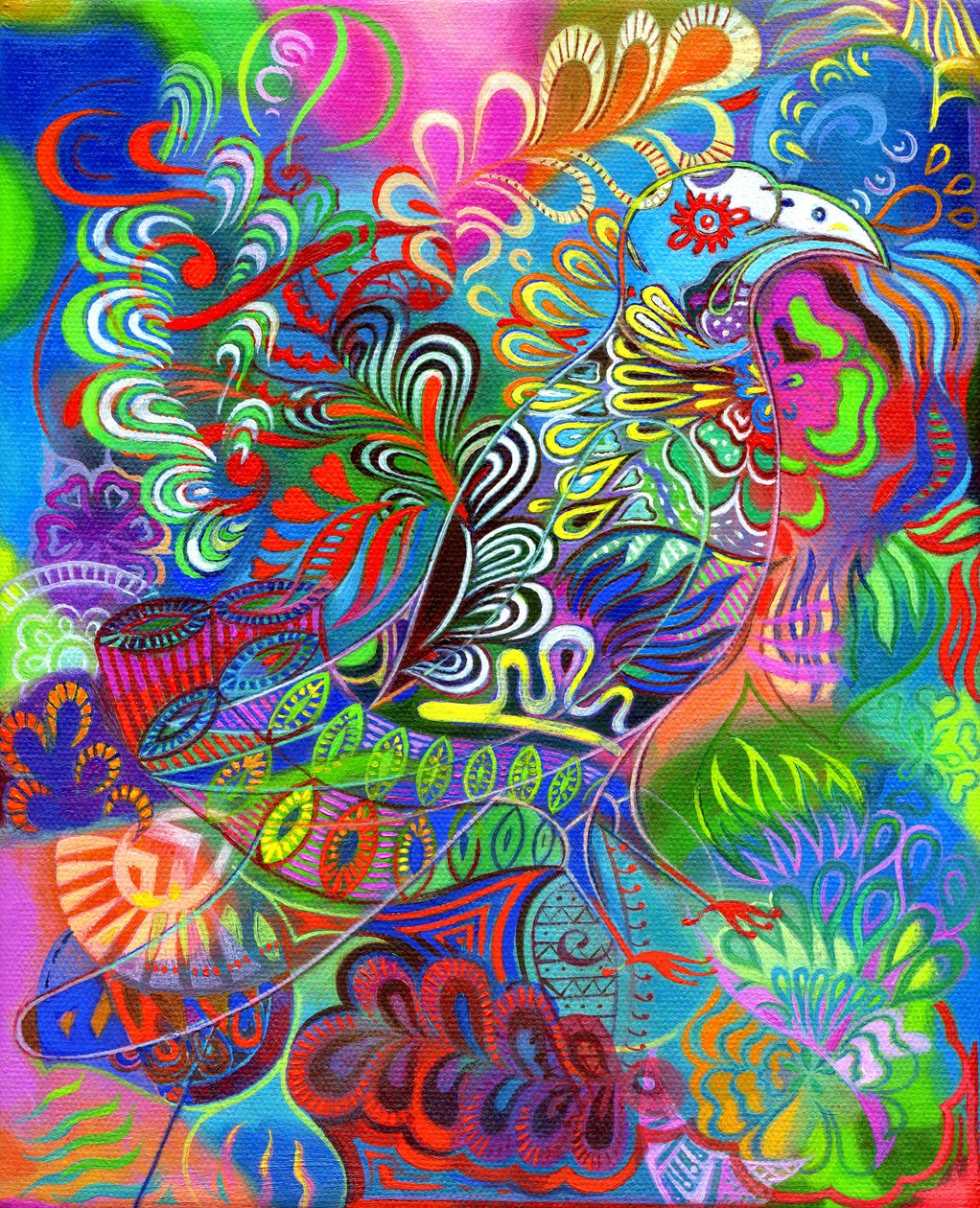 O fugl blant bladene, 2011, av Jane Tattersfield