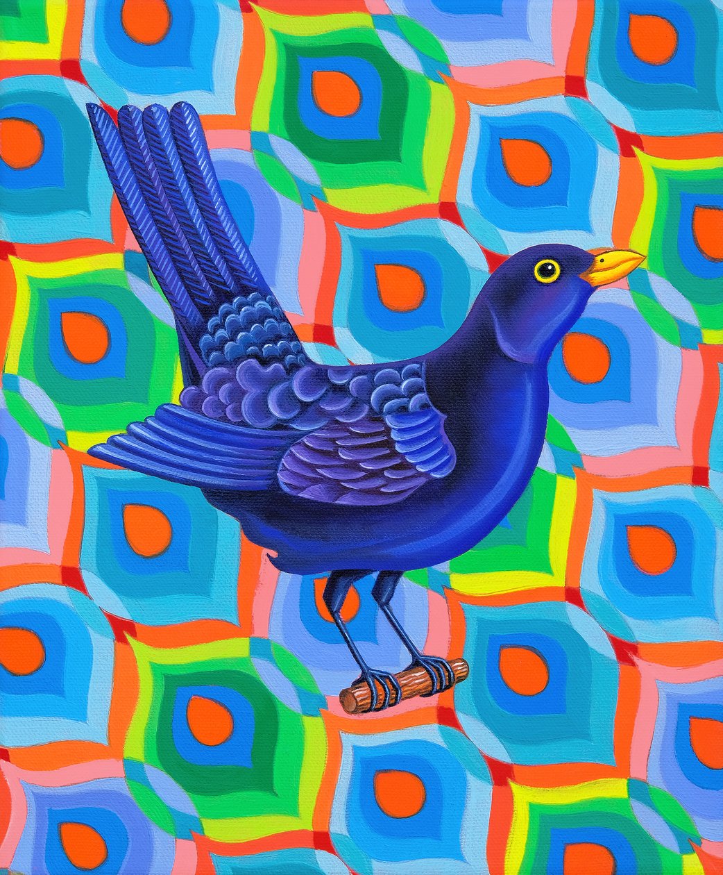 Blackbird, 2023 (olje på lerret) av Jane Tattersfield