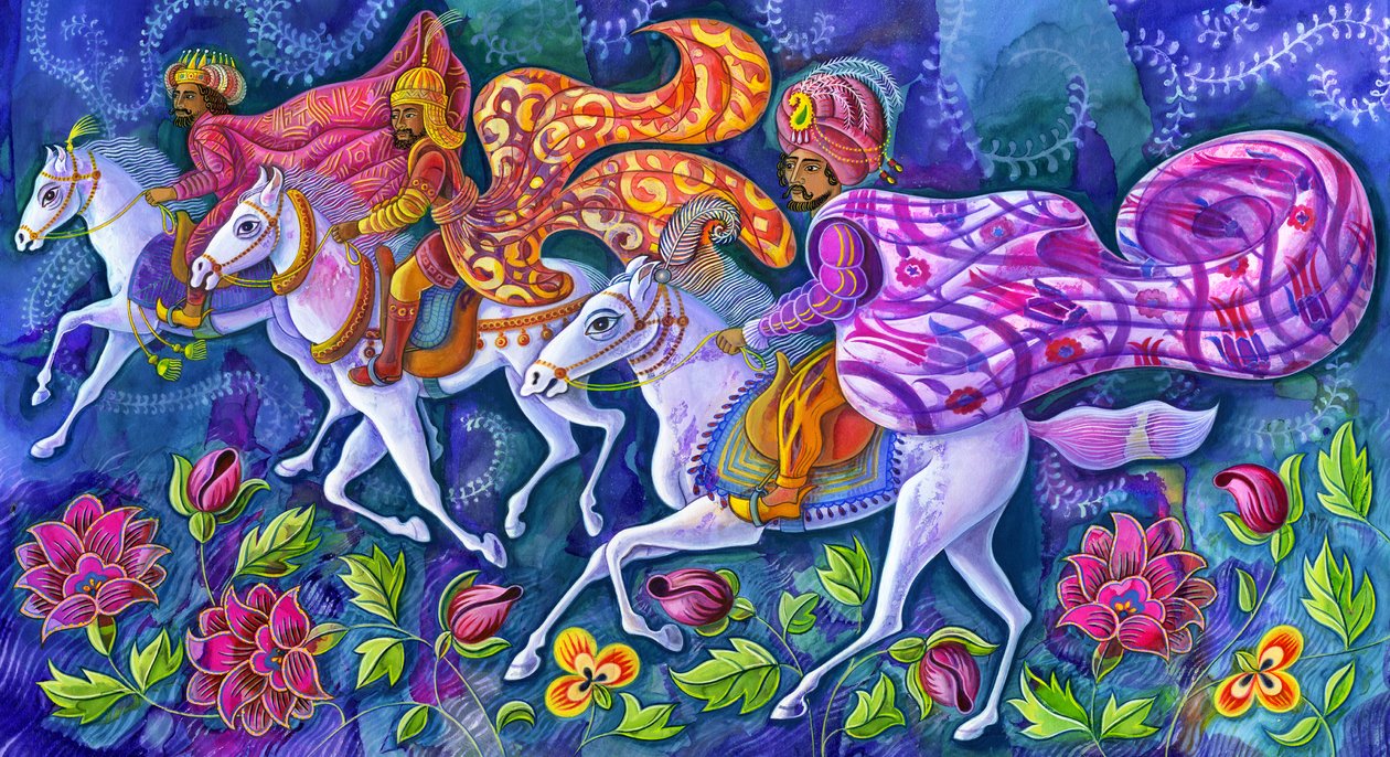 The Three Kings, 2008, (blekk og gouache) av Jane Tattersfield