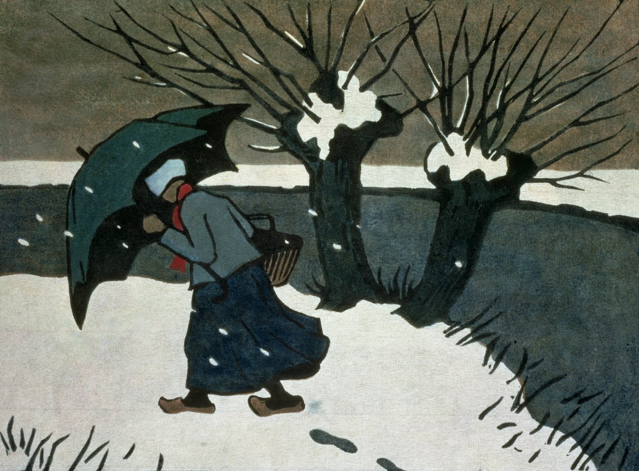 The Snow Storm (tresnitt på papir) av Janet Fisher