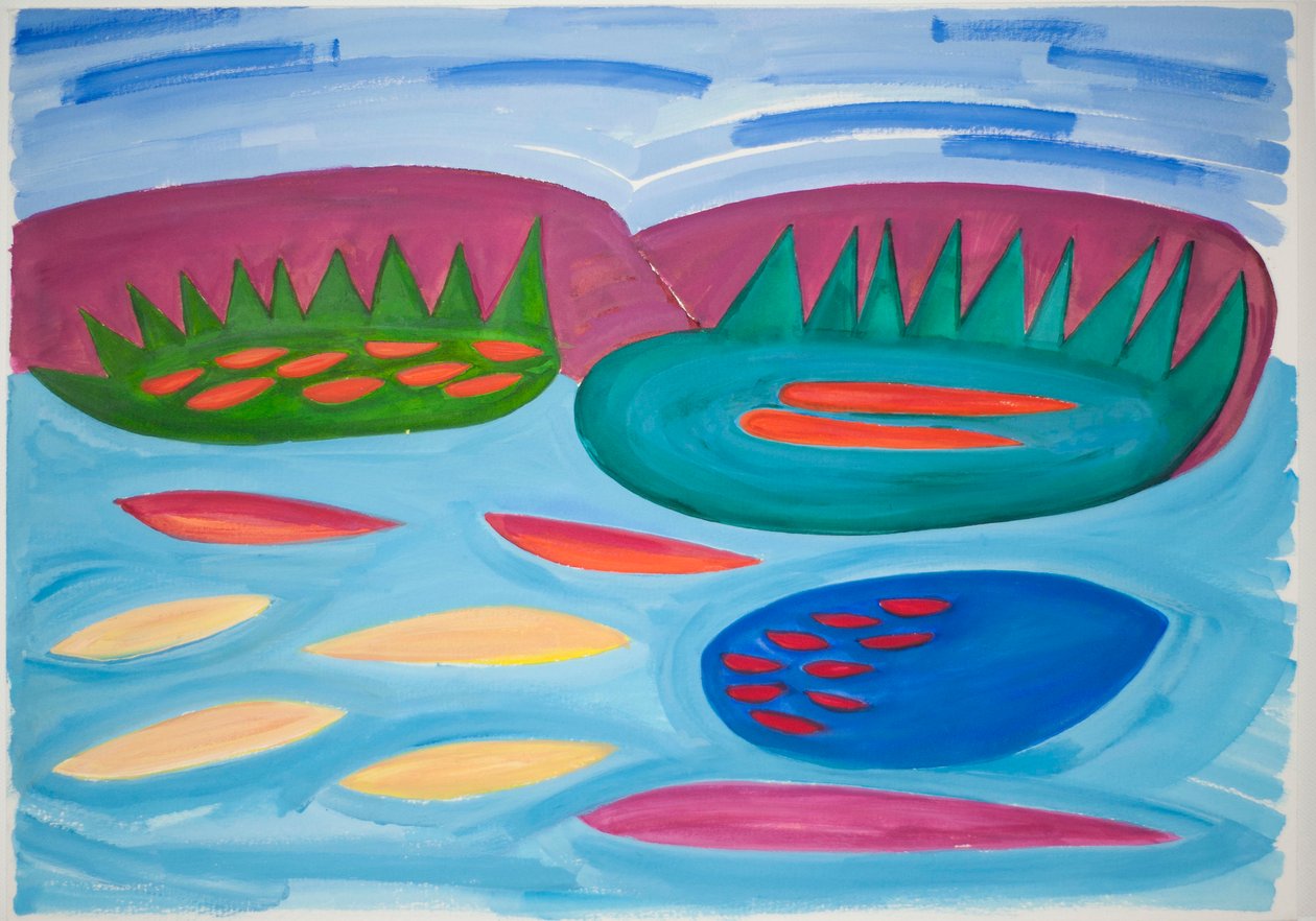 Fjell og bassenger, 2015 (akvarell og gouache) av Janet McKenzie