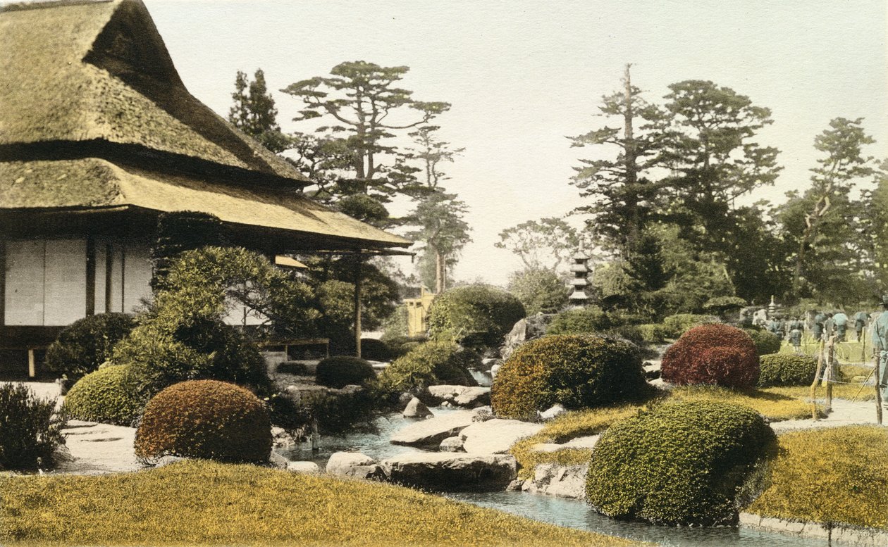 En karakteristisk japansk hage, sent på 1800-tallet (håndfarget bilde) av Japanese Photographer
