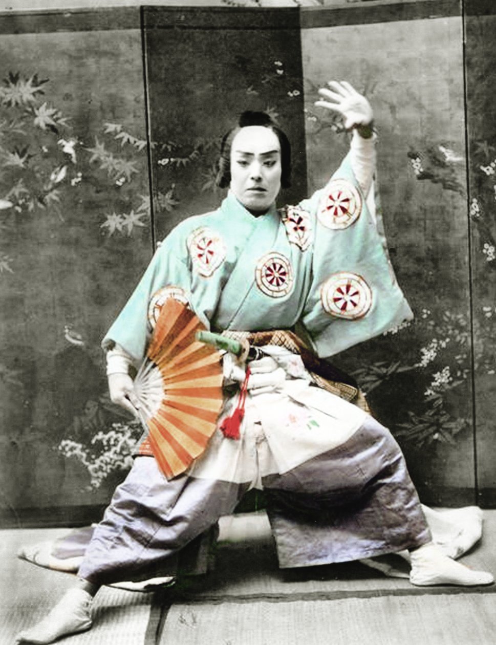 Kabuki-skuespiller, 1901 (håndfarget albumbilde) av Japanese Photographer