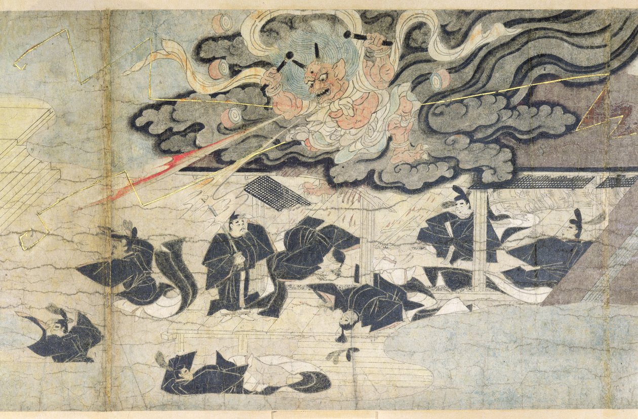 Demon Thunder, Tenjin-helligdommen, Kamakura-perioden (1185-1333) (blekk på silke) av Japanese School