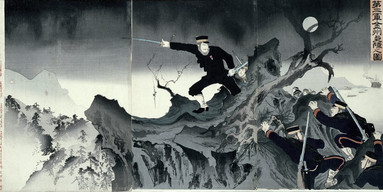 Episode fra den kinesisk-japanske krigen (treblokktrykk) av Japanese School