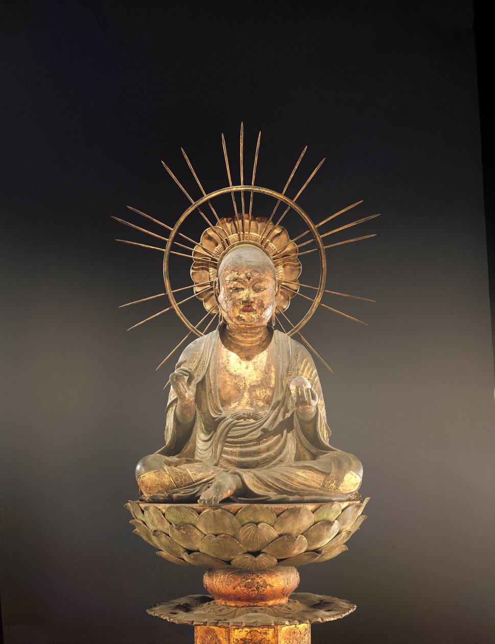 Jizo Bosatsu (Ksitigarbha), Kamakura-perioden (1185-1333), andre halvdel av 1200-tallet (tre, lakk og bladgull) (se også 394837) av Japanese School