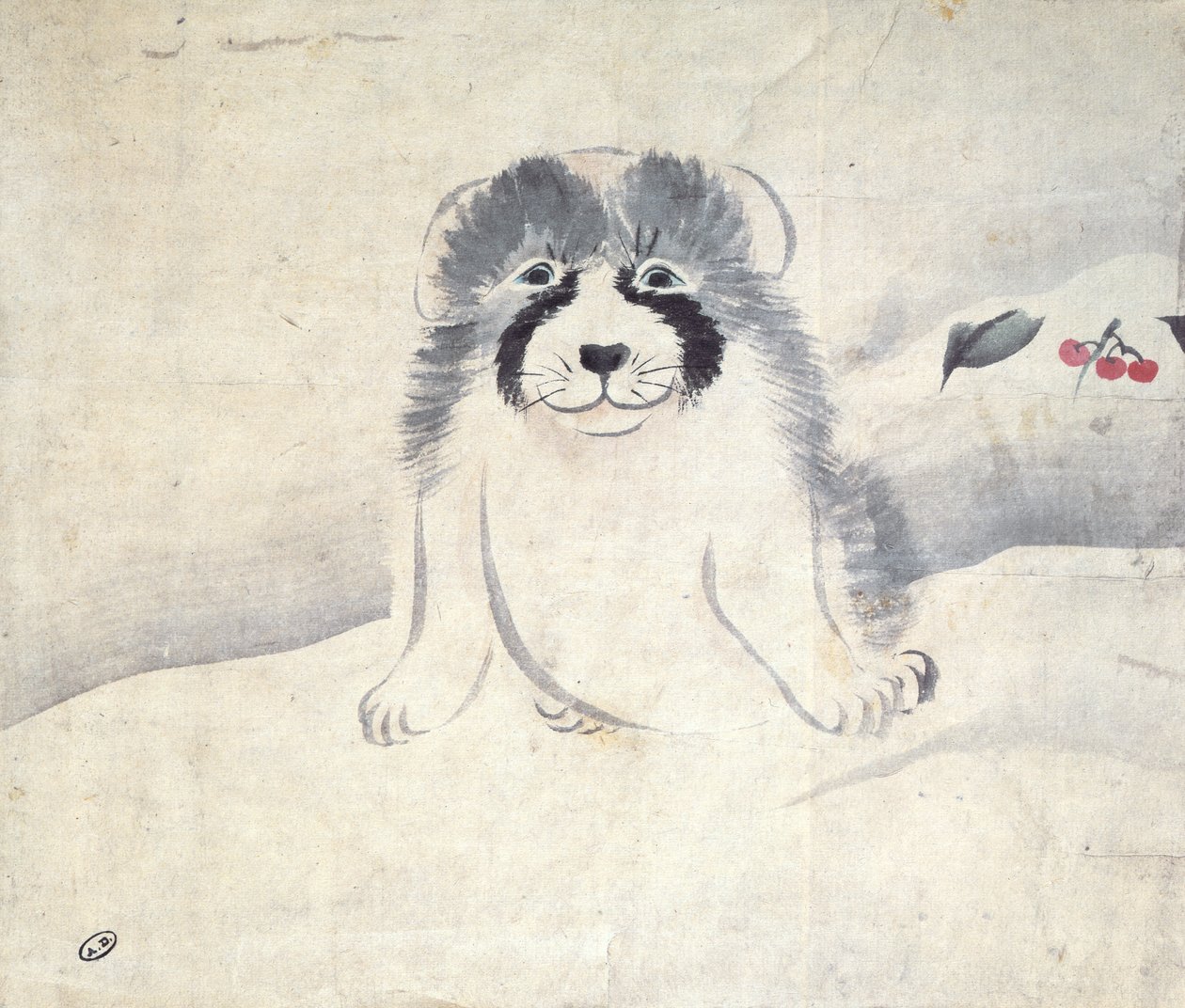 En hund (wc på papir) av Japanese School