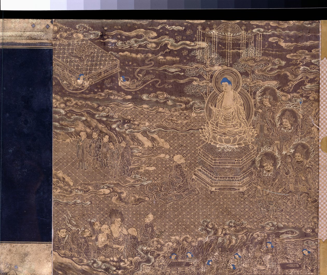 En Lotus Sutra handscroll frontispice miniatyr av Japanese School