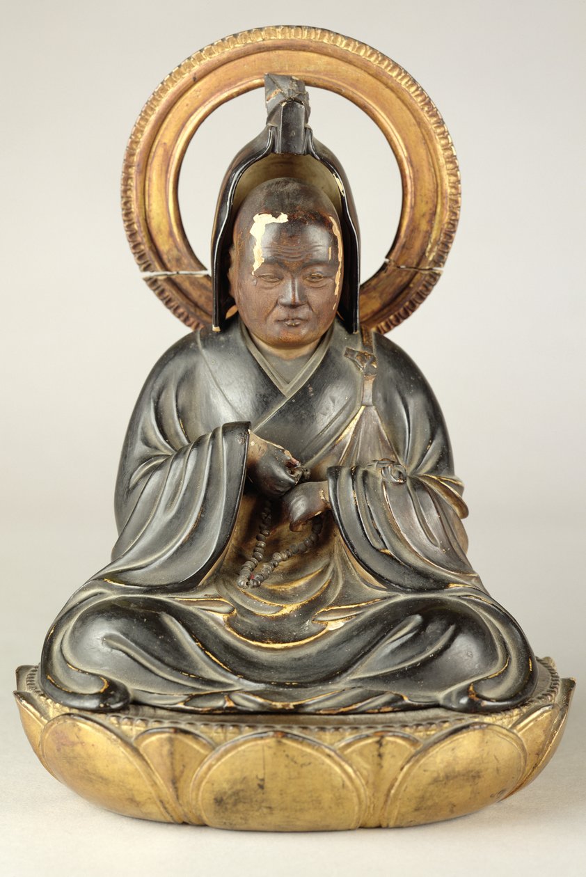 Buddhistisk abbed (lakkert tre) av Japanese School