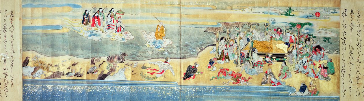 Buddhas død (malt rulle) av Japanese School