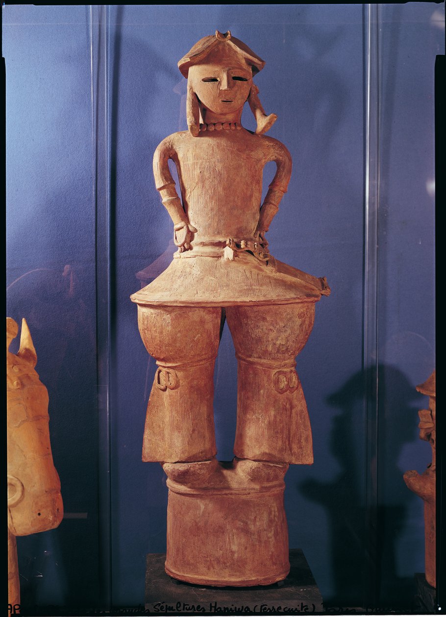 Haniwa-figur, 250-550 (rødt keramikk) av Japanese School