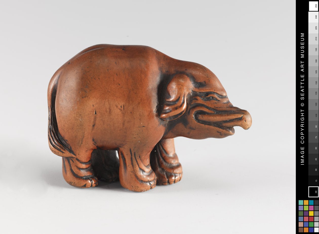 Netsuke modellert som en elefant fra 1700- og 1800-tallet av Japanese School