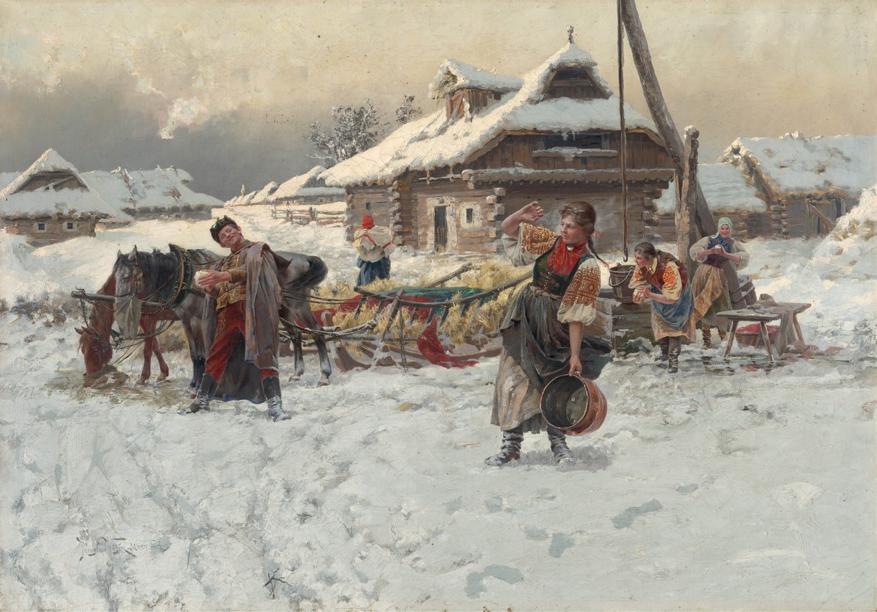 Kaste snøballer, 1892. av Jaroslav Veshin