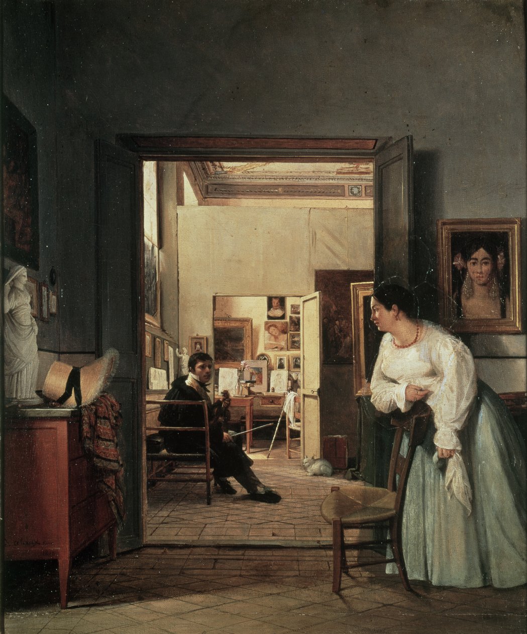 The Studio of Ingres i Roma, 1818 av Jean Alaux