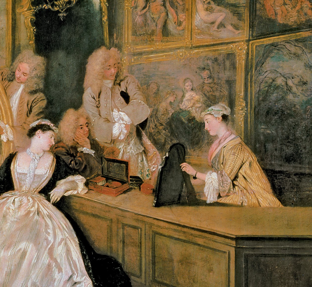 The Gersaint Shop Sign, 1721 (detalj av 30793) av Jean Antoine Watteau