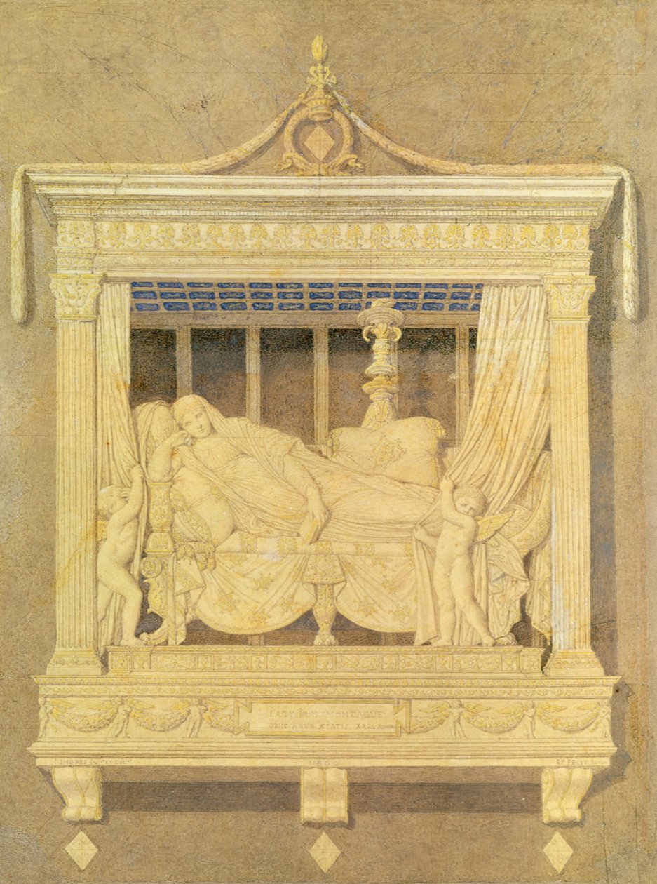 Utkast til graven til Lady Montague, 1860 (rød blyant på papir) av Jean Auguste Dominique Ingres
