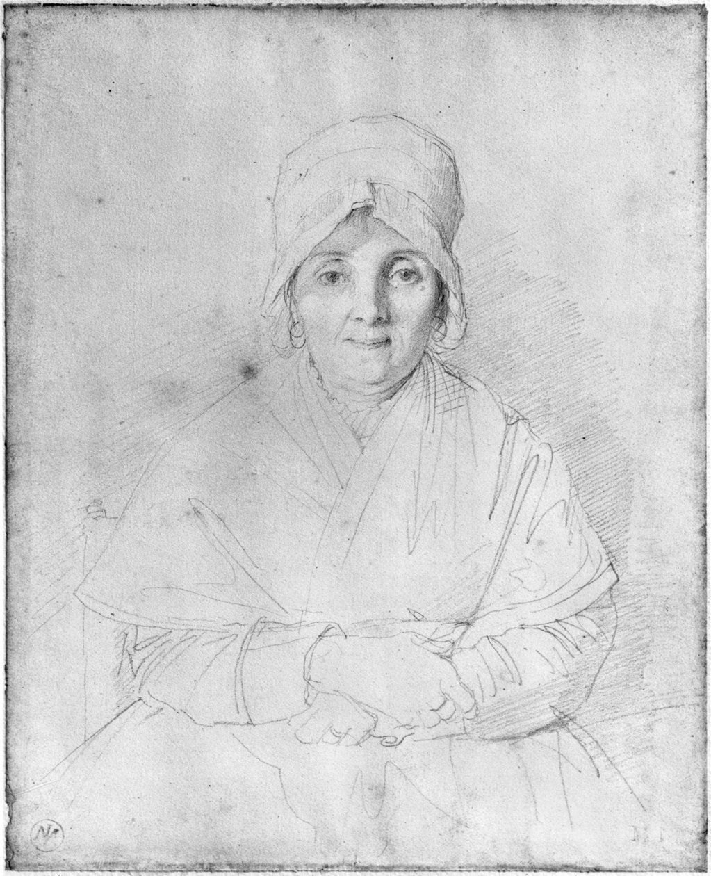 Madame Ingres Mere (1758-1817) 1814 (grafitt på papir) av Jean Auguste Dominique Ingres