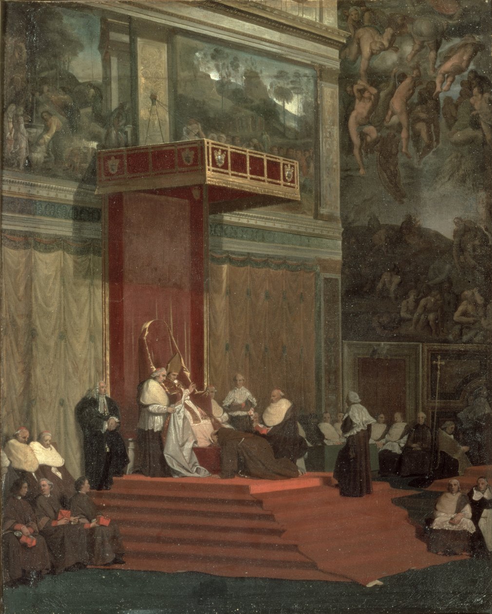 Pave Pius VII (Luigi Barnaba Chiaramonti) (1742-1823) deltok i kapellet, 1820 av Jean Auguste Dominique Ingres