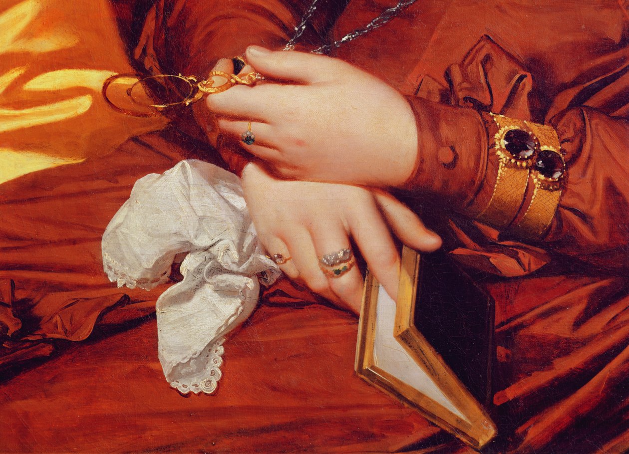 Portrett av Madame Marcotte, detalj av hendene hennes, 1826 (detalj av 83538) av Jean Auguste Dominique Ingres