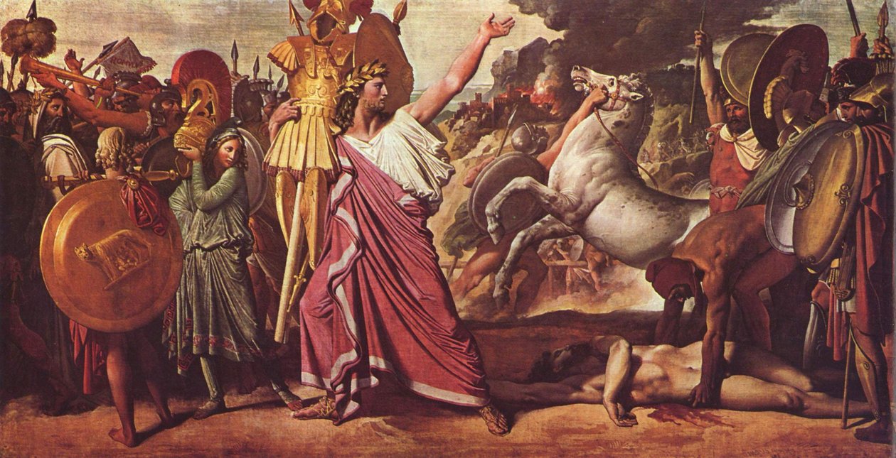 Romulus, seierherren i Acron, bærer det rike byttet til Zeus 